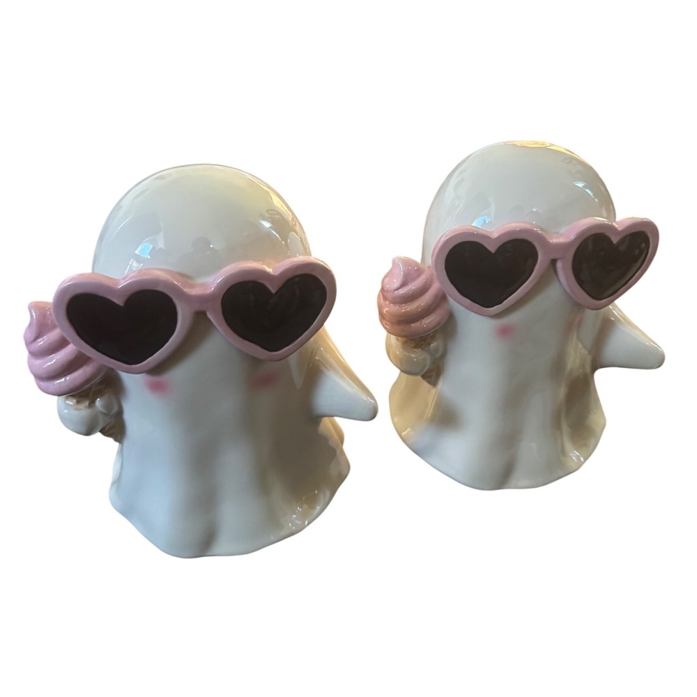 Spooky Girly Ghost Pink Heart Sunglasses Ice Cream Halloween Home Decor 2